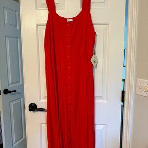 Ava & Viv Midi Tank Dress Women 2X Red Lightweight NWT